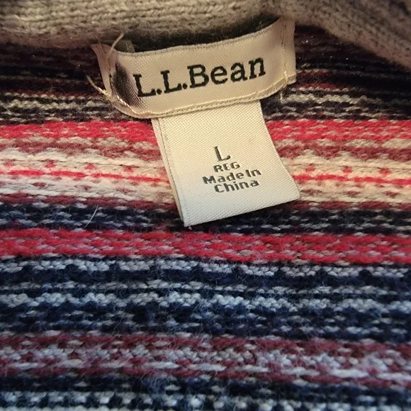L.L. Bean Vintage Multicolor Pattern Cardigan Sweater Size L - Picture 7 of 8